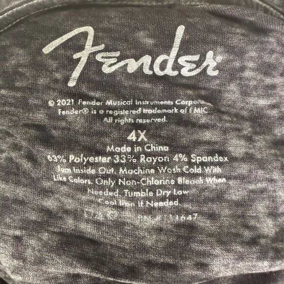Fender Women's Neon Guitar T-Shirt, Size 4X, Short Sleeves, Gray, Lightweight - Picture 9 of 10
